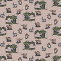 Woodland Animals Biege Cotton-Linen Fabric