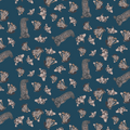 Woodland Mushrooms Blue Cotton Satin Fabric