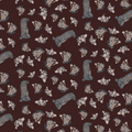 Woodland Mushrooms Maroon Cotton Satin Fabric
