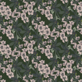 Dark Green Hellebores Woodland Cotton Satin Fabric