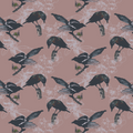 Jackdaws & Magpies Pink Woodland Cotton-Linen Fabric