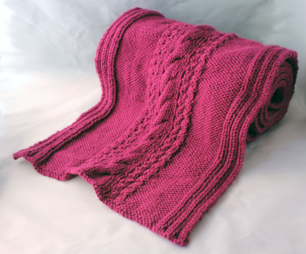 Magenta Washable Hand-Knitted Cable Scarf