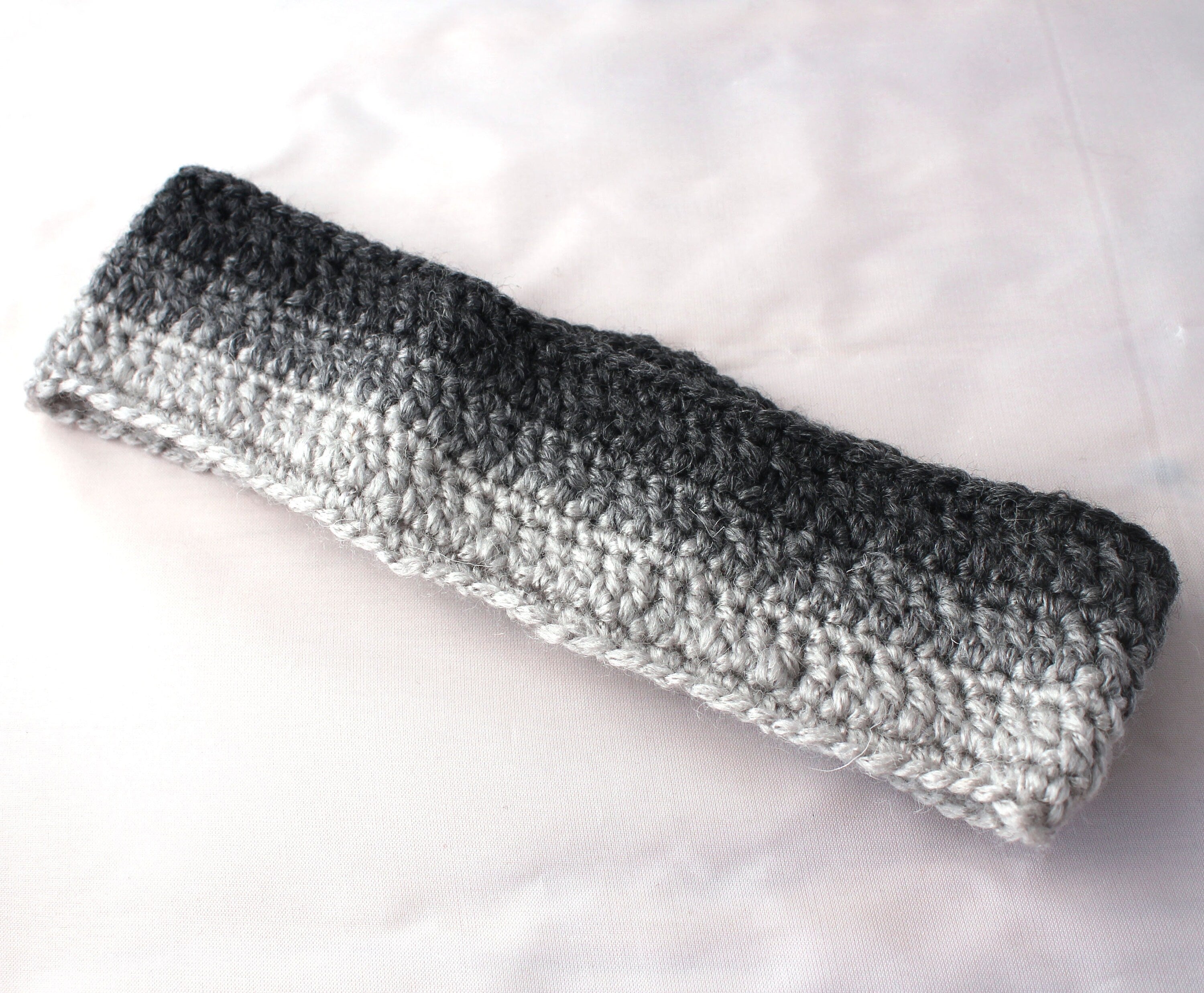 Grey Ombre-Effect Crochet Headband