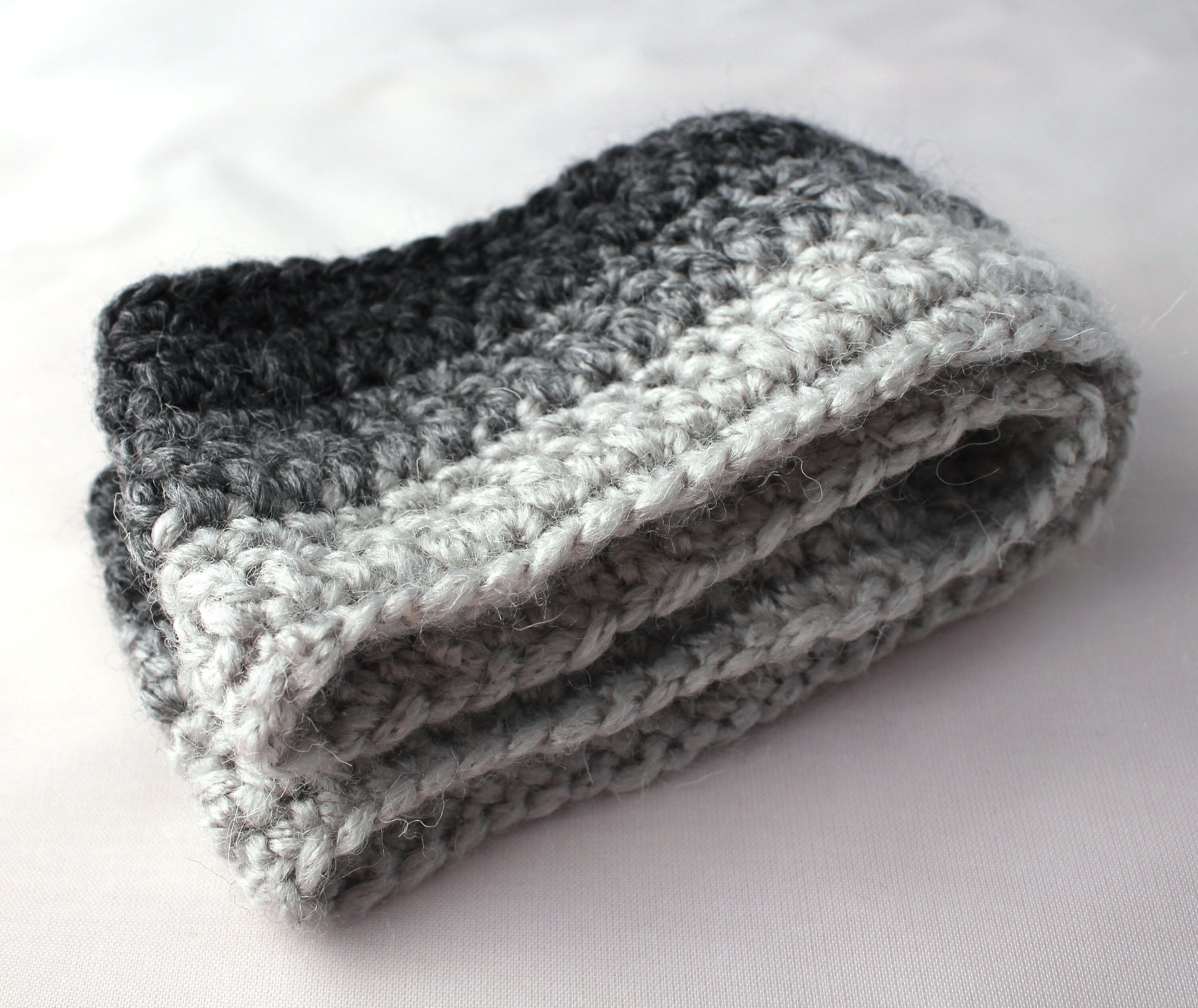 Grey Ombre-Effect Crochet Headband
