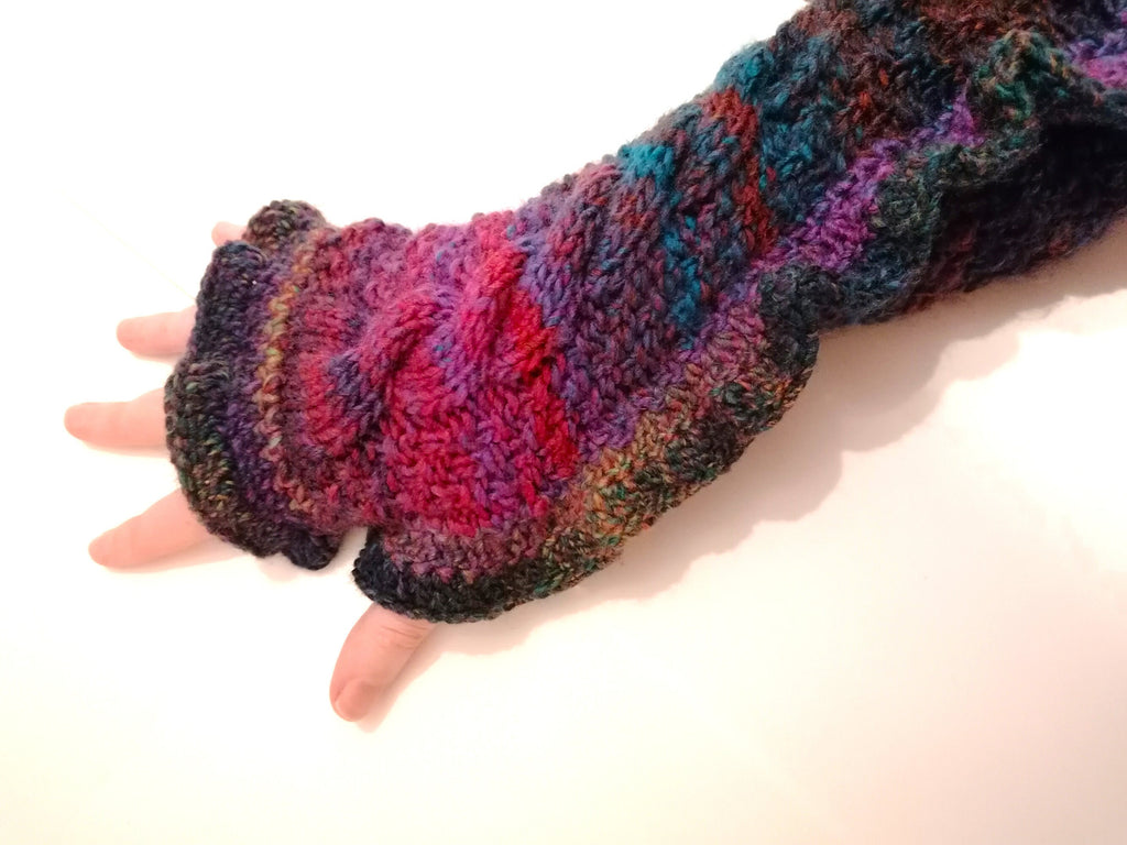 Quirky Crochet Rainbow Mermaid Gloves Wrist Warmers