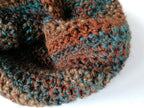 Earthy Brown Blue Crochet Handmade Twisted Snood Scarf