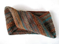 Earthy Brown Blue Crochet Handmade Twisted Snood Scarf