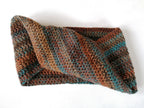 Earthy Brown Blue Crochet Handmade Twisted Snood Scarf