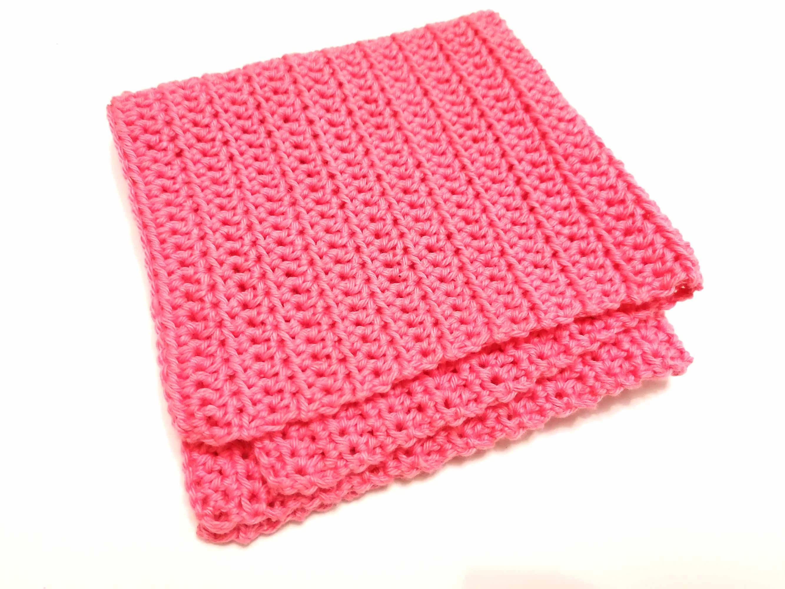 Bubblegum Pink Reusable 100% Cotton Crochet Face Cloth Washcloth