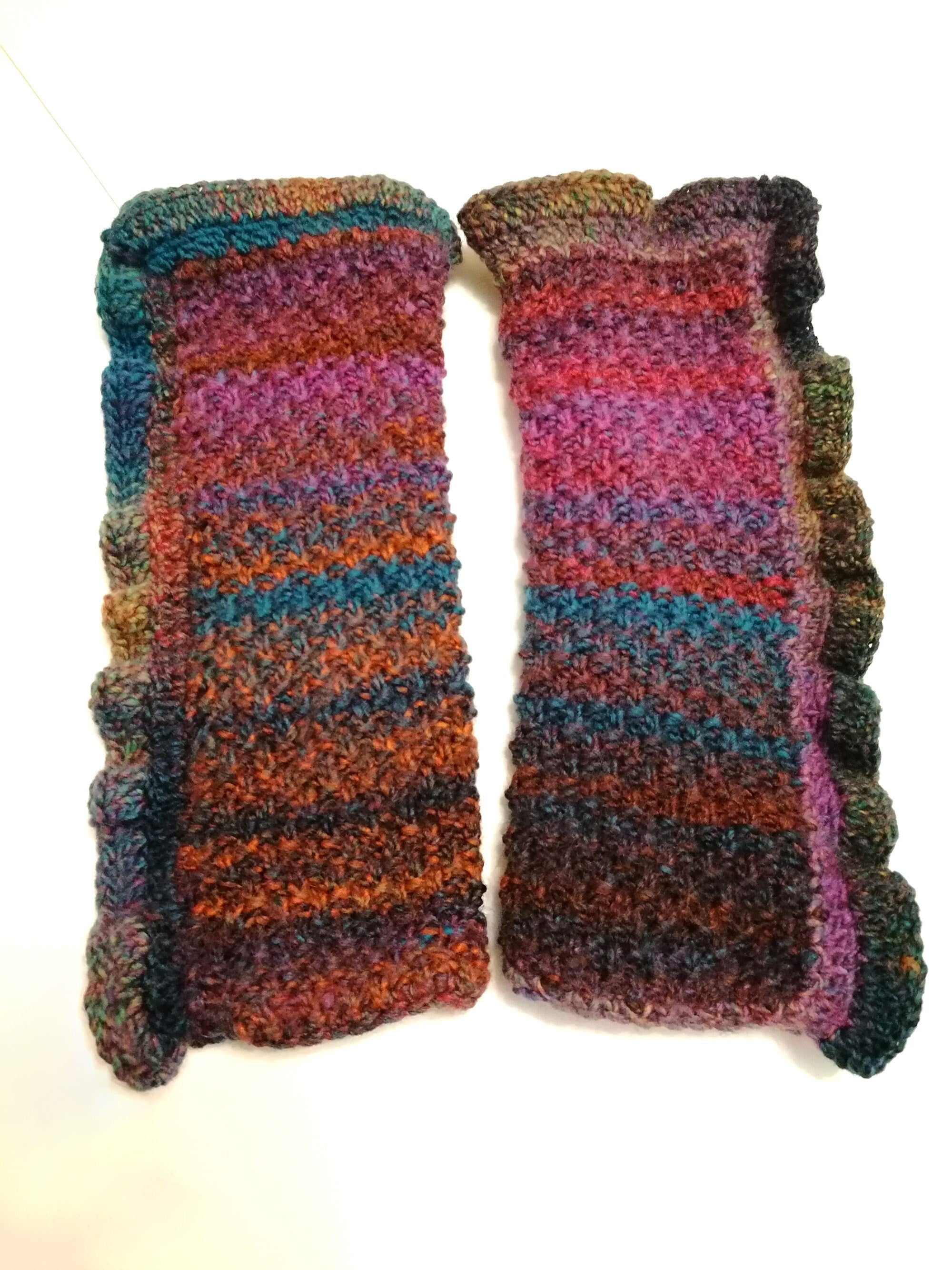 Quirky Crochet Rainbow Mermaid Gloves Wrist Warmers