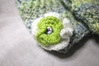 Hand Knitted Moss Stitch Lichen Wildlife Purple Button Fingerless Gloves
