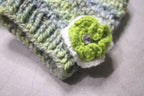 Hand Knitted Moss Stitch Lichen Wildlife Purple Button Fingerless Gloves