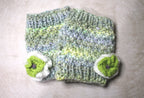 Hand Knitted Moss Stitch Lichen Wildlife Purple Button Fingerless Gloves