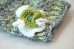 Hand Knitted Moss Stitch Lichen Wildlife Green Button Fingerless Gloves