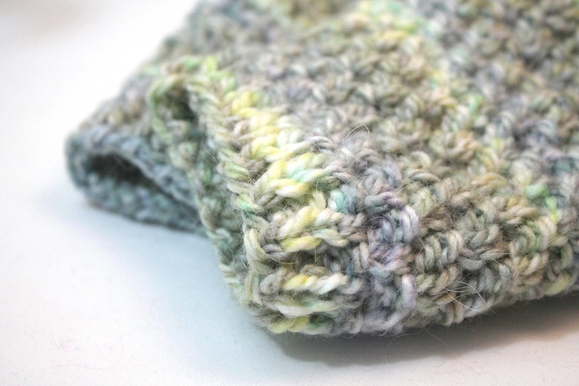 Hand Knitted Green Moss Stitch Fingerless Gloves